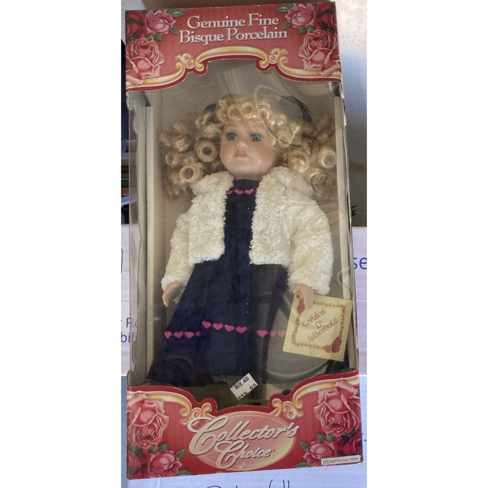 Genuine Fine Bisque Porcelain Collectors Doll & Stand Keepsake Memories New